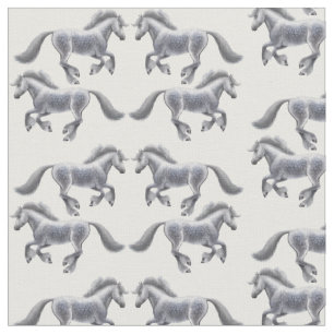 Galloping Shire Draft Horses Fabric Stof