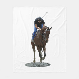 Galloping Thoroughbred Horse and Rider Blanket Fleece Deken