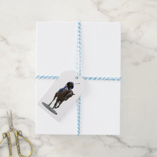 Galloping Thoroughbred, Horse and Rider Gift Label Cadeaulabel