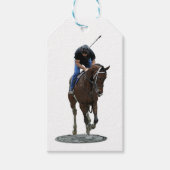 Galloping Thoroughbred, Horse and Rider Gift Label Cadeaulabel (Voorkant)