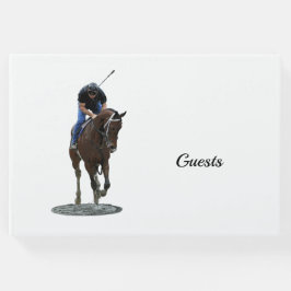 Galloping Thoroughbred Horse and Rider Guest Book Gastenboek