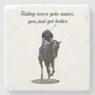 Galloping Thoroughbred Horse and Rider Onderzetter