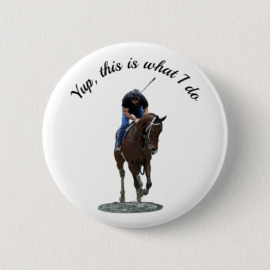 Galloping Thoroughbred Horse and Rider Pin Button (Voorkant)