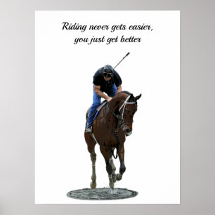 Galloping Thoroughbred Horse and Rider Poster