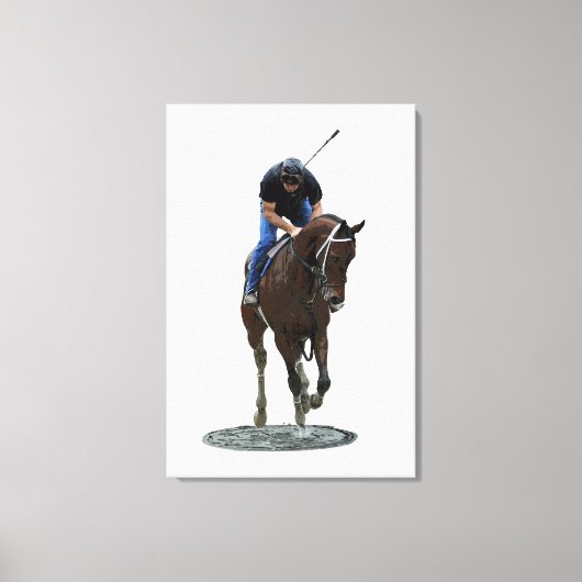 Galloping Thoroughbred Horse Stretch Canvas Print (Voorkant)