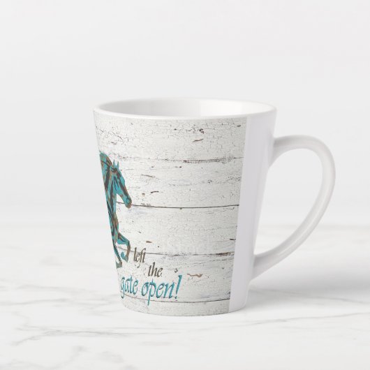 Galloping Turquoise Horse Latte Mok (Rechts)