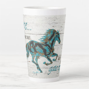 Galloping Turquoise Horse Latte Mok