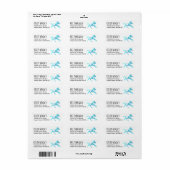 Galloping Turquoise Pony Return-adreslabel Etiket (Full Sheet)