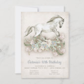 Galloping White Horse Anniversaire Fête Invitation (Devant)