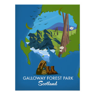 Galloway Forest park Schotland kaart Perfect Poster