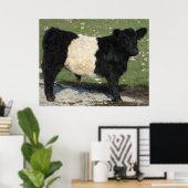 Galloway Steer Cutout Beltie Boerderij Poster (Thuiskantoor)
