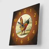 Gallus Domesticus (Rooster) Kitchen - Vierkante Klok (Hoek)