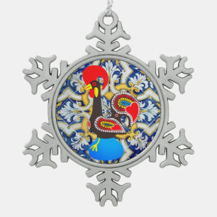 Galo de Barcelos design Tin Sneeuwvlok Ornament