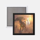 Galoping Chevaux sauvages Magnet Carré (Recto/Verso)