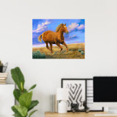 Galoping Quarter Horse Painting - Poster (Thuiskantoor)