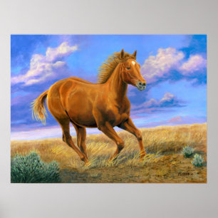 Galoping Quarter Horse Painting - Poster