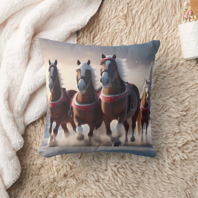 Galopperen door de sneeuw: magische paarden van de kussen (Deken)