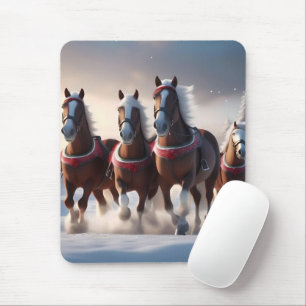 Galopperen door de sneeuw: magische paarden van de muismat