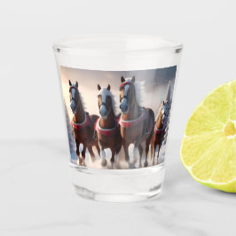 Galopperen door de sneeuw: magische paarden van de shot glas