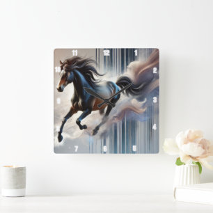 galopperend ophisticeerd van een artistiek paard vierkante klok