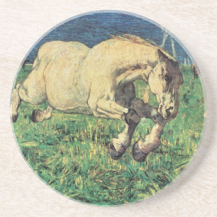 Galopperend Paard door Giovanni Segantini, Vintage Zandsteen Onderzetter
