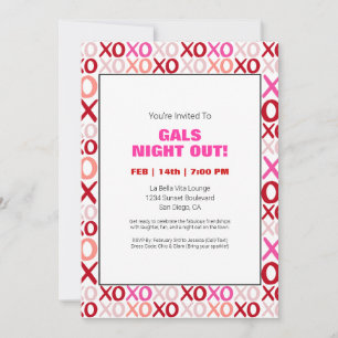 Gals Night Out XOXO Roze Schattige Galentijn Day P Kaart