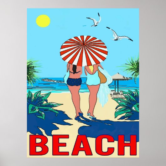 Gals op strand poster (Voorkant)