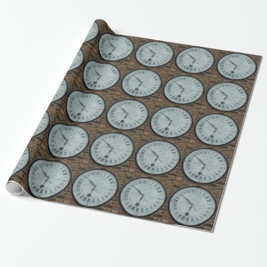 Galvanomagnetic Clock Wrapping Paper Cadeaupapier (Uitgerold)