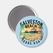 Galveston Beach Retro Vignette Magneet (Voorkant / Achterkant)