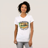 Galveston Beach Retro Vignette T-shirt (Voorkant volledig)
