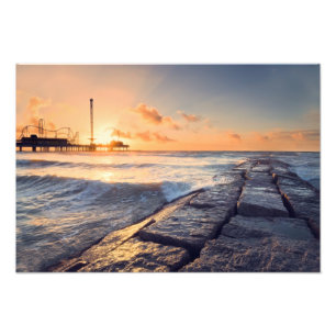 Galveston Beach Sunrise Foto Afdruk
