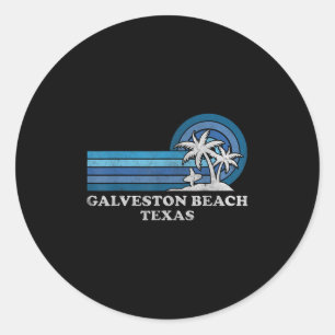 Galveston Beach Texas Familie Zomervakantie Vinta Ronde Sticker