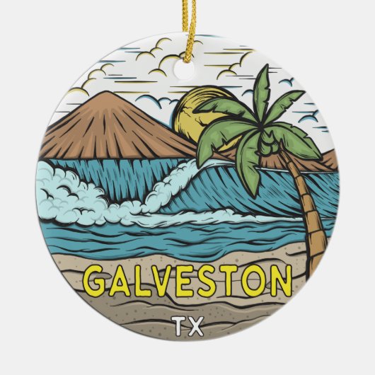 Galveston Beach Texas  Keramisch Ornament (Voorkant)