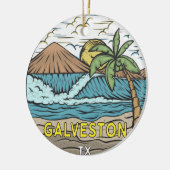 Galveston Beach Texas  Keramisch Ornament (Links)