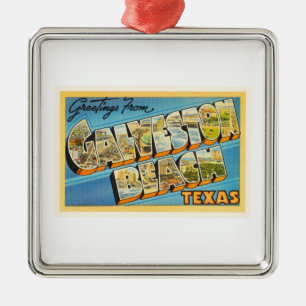 Galveston Beach Texas TX Vintage Travel Souvenir Metalen Ornament
