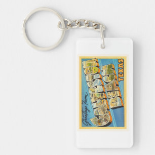 Galveston Beach Texas TX Vintage Travel Souvenir Sleutelhanger