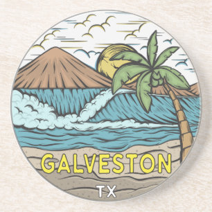Galveston Beach Texas  Zandsteen Onderzetter
