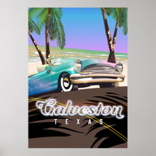Galveston Island Texas USA kaart Poster