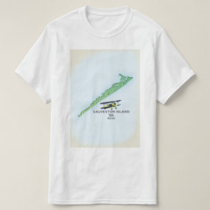 Galveston Island Texas USA kaart T-shirt