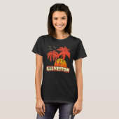 Galveston Summer Palm Trees 80s Beach Sunset T-shirt (Voorkant volledig)