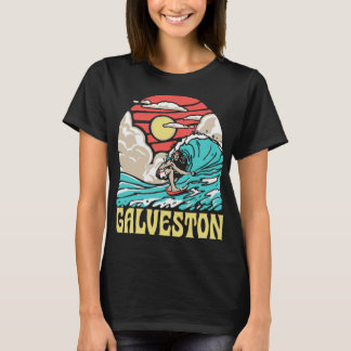 Galveston Texas Beach Vintage Surfer Retro Eightie T-shirt