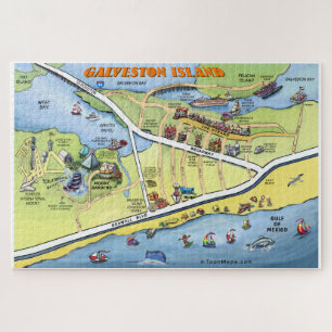 Galveston Texas Cartoon Map Legpuzzel