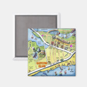 Galveston Texas Cartoon Map Magneet (Voorkant / Achterkant)