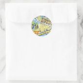 Galveston Texas Cartoon Map Ronde Sticker (Tas)