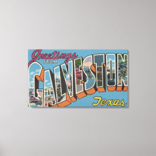 Galveston, Texas - Grote letterscènes Canvas Afdruk