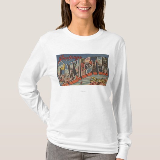 Galveston, Texas - Grote letterscènes T-shirt (Voorkant)