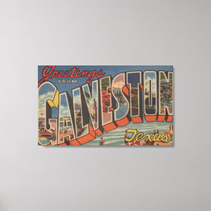 Galveston, Texas - Large Letter Scenes 2 Canvas Afdruk