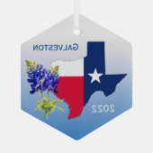 Galveston Texas, Outline & Bluebonnets Ornament (Achterkant)
