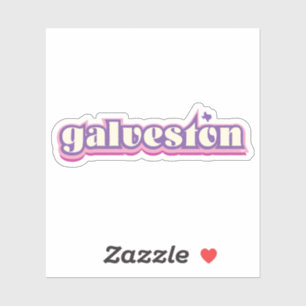 Galveston, Texas - retro, paars, roze Sticker
