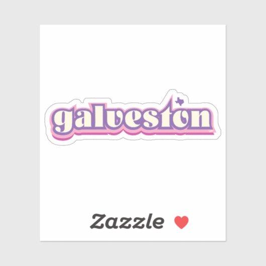Galveston, Texas - retro, paarse, roze Sticker (Vel)